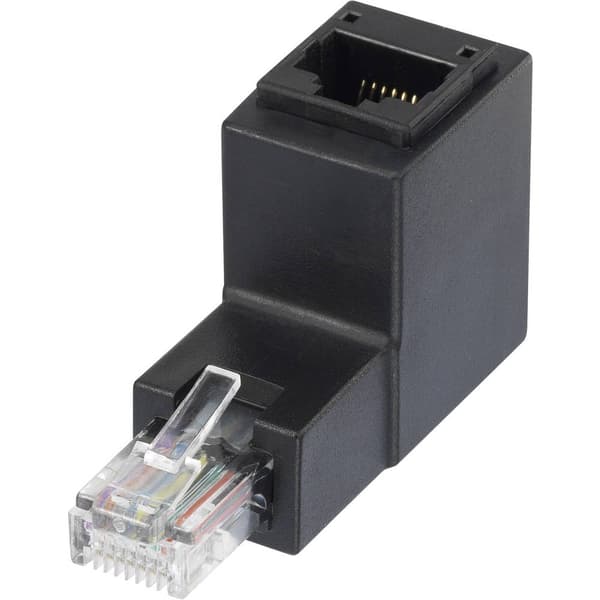 RJ45 Nätverk Adapter CAT 5e 90° uppåtvinklad [1x RJ45 hane - 1x RJ45 hona] 0.00 m Svart Renkforce