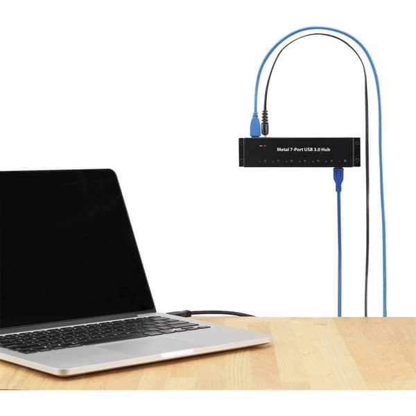 Renkforce RF-3955359 7 Port USB-Hub 3.0 väggfäste, Metallhölje Svart