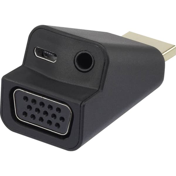 Renkforce RF-4149768 HDMI / VGA Adapter [1x HDMI hane - 1x VGA hona, Telejack 3.5 mm] Svart