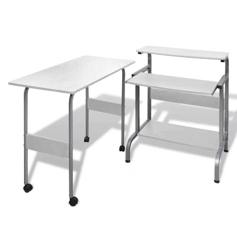 vidaXL Datorbord Ekerö 90x45cm tvådelad vit