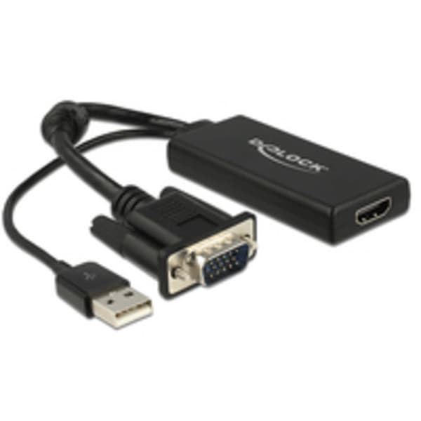 Delock 62668 VGA / HDMI Adapter [1x VGA hane - 1x HDMI hona] Svart 25.00 cm