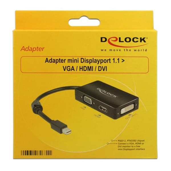 Delock 62631 DisplayPort / VGA / HDMI / DVI Adapter [1x Mini-DisplayPort hane - 1x VGA hona, HDMI hona, DVI-hona 24+1 p