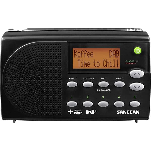 Väskradio Sangean DPR-65 DAB+, FM Batteri-laddningsfunktion Svart