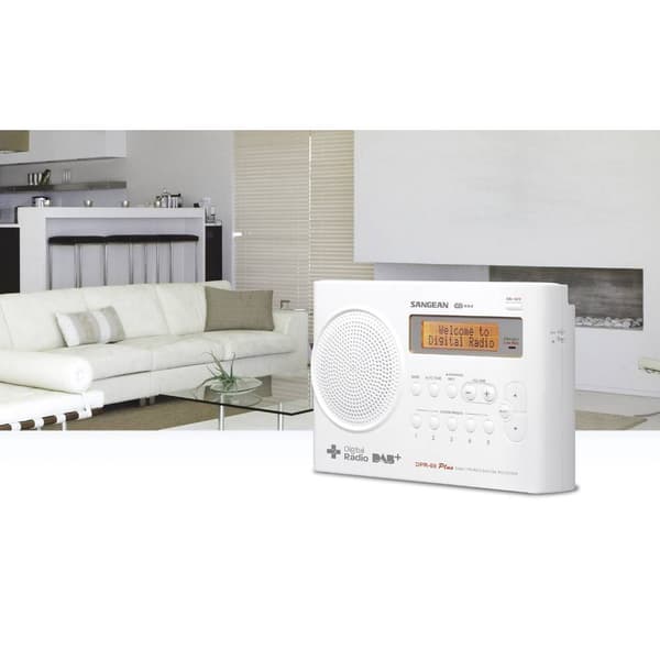 Väskradio Sangean DPR-69+ DAB+, FM Batteri-laddningsfunktion Vit