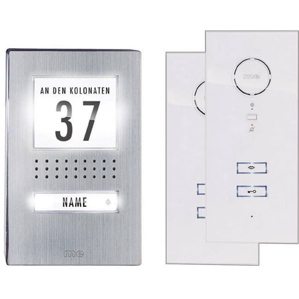 m-e modern-electronics ADV 112 WW Vistadoor Porttelefon Sladd Komplett-set 1 Familjshus Rostfritt stål, Vit