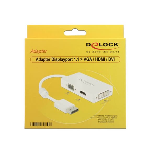 Delock 62655 DisplayPort / VGA / HDMI / DVI Adapter [1x DisplayPort hane - 1x VGA hona, HDMI hona, DVI-hona 24+1 pol] V