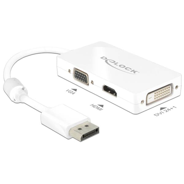 Delock 62655 DisplayPort / VGA / HDMI / DVI Adapter [1x DisplayPort hane - 1x VGA hona, HDMI hona, DVI-hona 24+1 pol] V