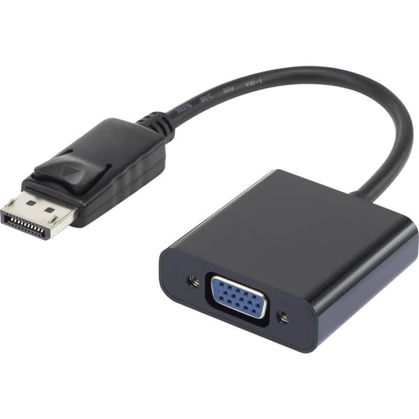 Renkforce RF-4212174 DisplayPort / VGA Adapter [1x DisplayPort hane - 1x VGA hona] Svart guldpläterad kontakt 12.00 cm