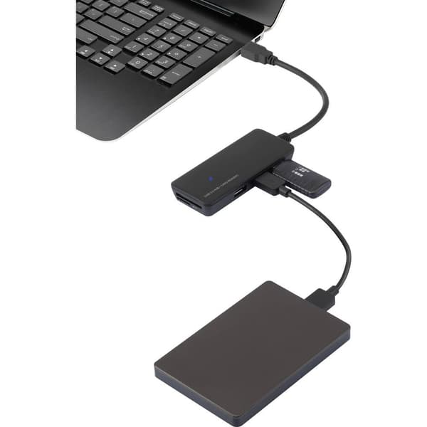 Renkforce 3 Port USB-Hub 3.0 SD-kortläsare Svart
