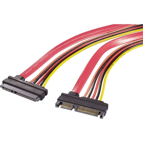 Renkforce Hårddisk, Ström Förlängningskabel [1x SATA-kombi hane 7+15 pol - 1x SATA-kombi hona 7+15 pol] 0.50 m Röd, Ora