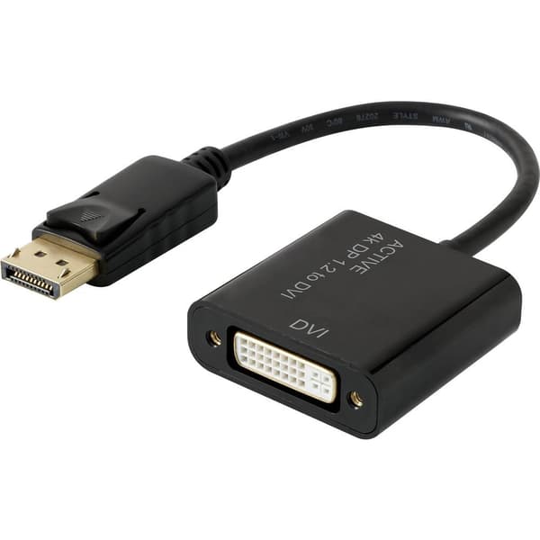Renkforce RF-4299048 DisplayPort / DVI Adapter [1x DisplayPort hane - 1x DVI-hona 24+5 pol] Svart guldpläterad kontakt