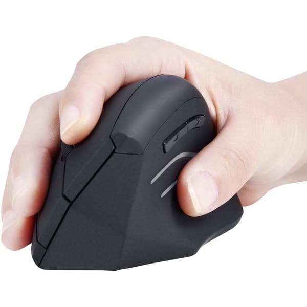 Perixx Perimice-608 Ergonomisk mus Trådlös Optisk Svart 6 Knappar 1600 dpi Ergonomisk, Scrollwheel
