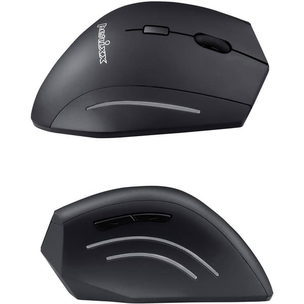 Perixx Perimice-608 Ergonomisk mus Trådlös Optisk Svart 6 Knappar 1600 dpi Ergonomisk, Scrollwheel