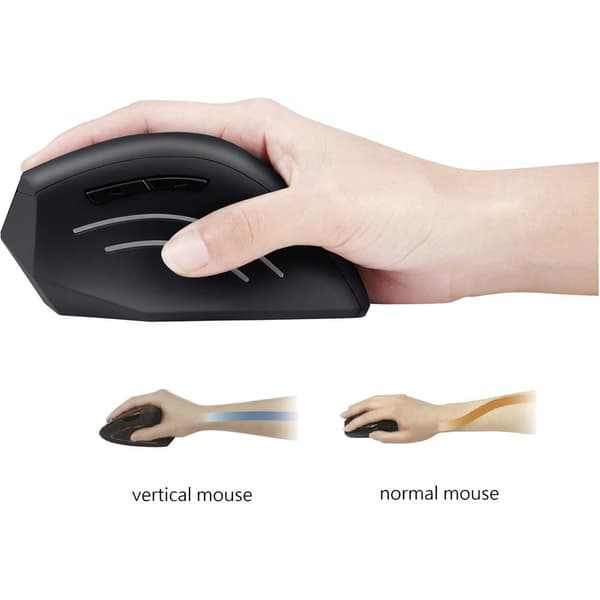 Perixx Perimice-608 Ergonomisk mus Trådlös Optisk Svart 6 Knappar 1600 dpi Ergonomisk, Scrollwheel