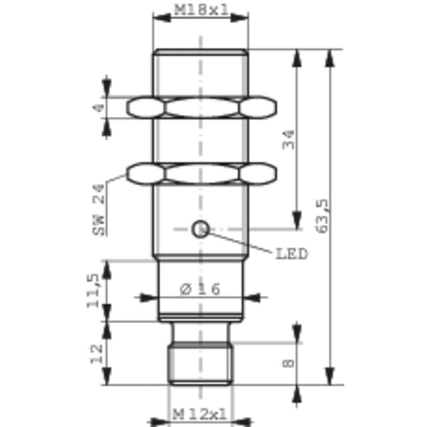Contrinex Beröringsfri givare induktiv M18 quasi infälld PNP DW-AS-503-M18-002