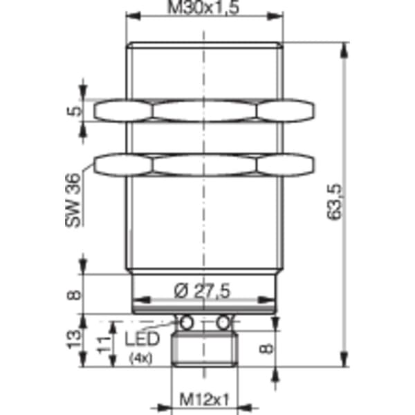 Contrinex Beröringsfri givare induktiv M30 infälld PNP DW-AS-703-M30-002