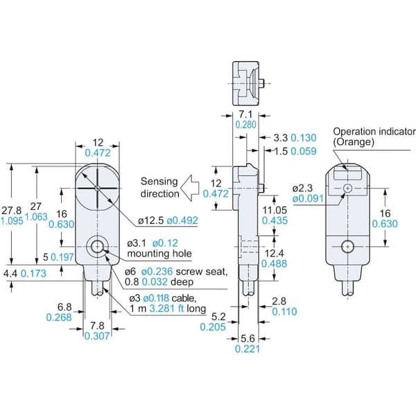 Panasonic Beröringsfri givare induktiv 12 x 7,1 mm PNP GX-F12B-P