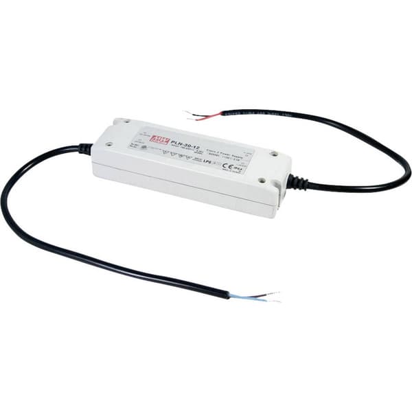 MW Mean Well PLN-30-24 LED driver, LED transformator Konstantspänning, Konstantström 30 W 0 - 1.25 A 16.8 - 24 V/DC PFC