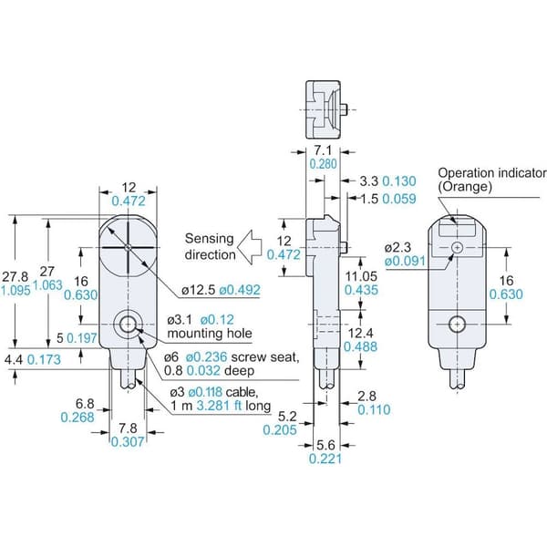 Panasonic Beröringsfri givare induktiv 12 x 7,1 mm NPN GX-F12B