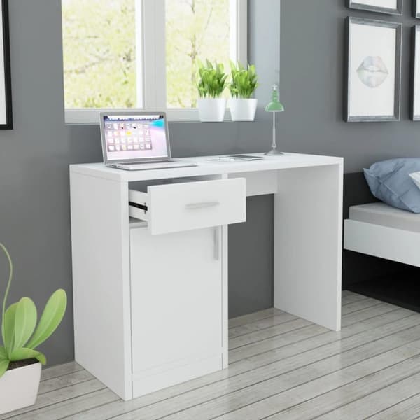 vidaXL skrivebord med skuffe og skab 100x40x73 cm hvid