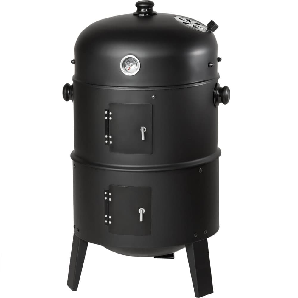 3-i-1 BBQ Smoker Grill inkl. termometer - sort