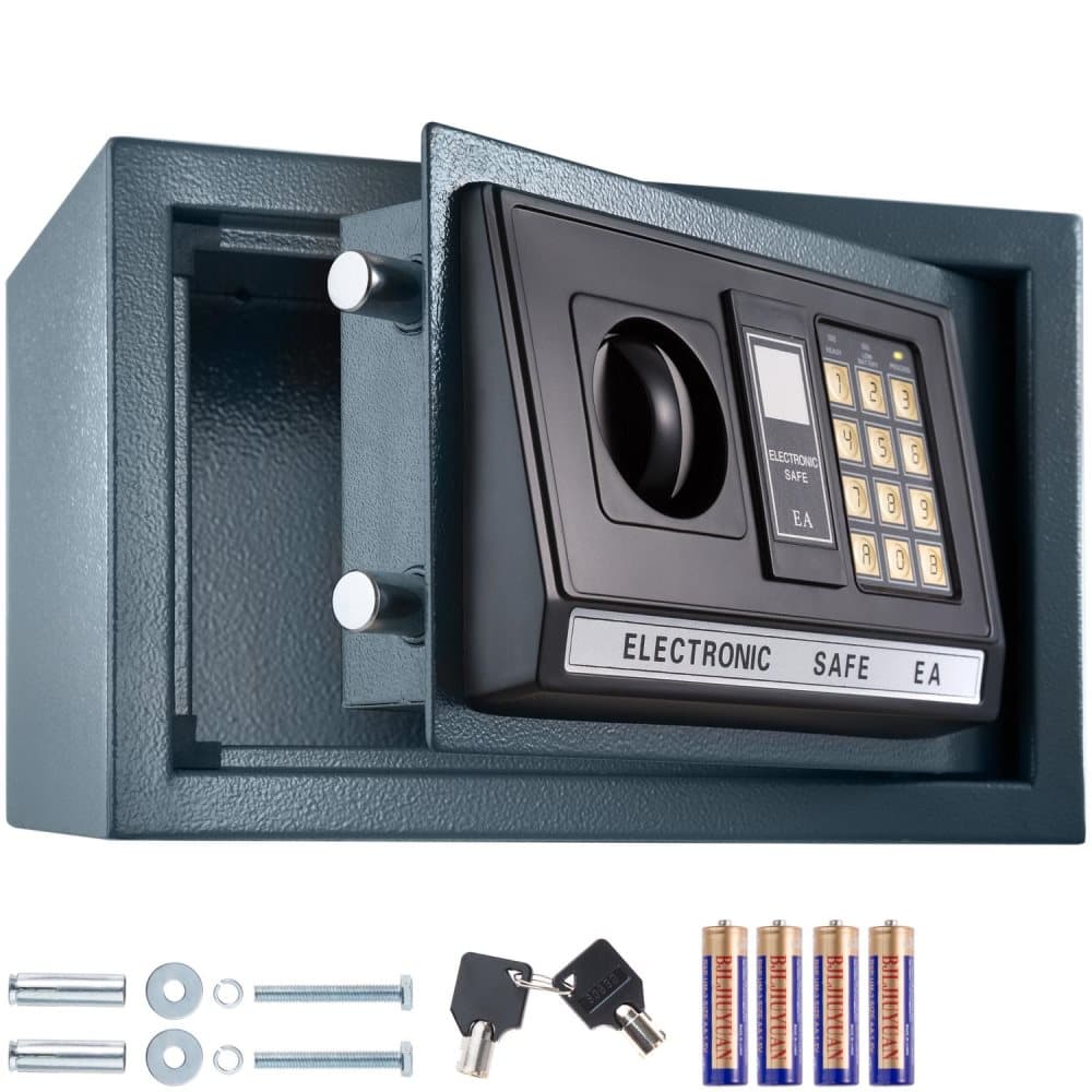 Elektronisk pengeskab 20 x 31 x 22cm + 4 batterier - sort