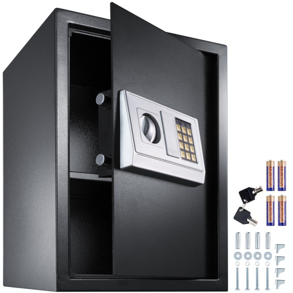 Stort elektronisk pengeskab 50x35x34 + 4 batterier - sort
