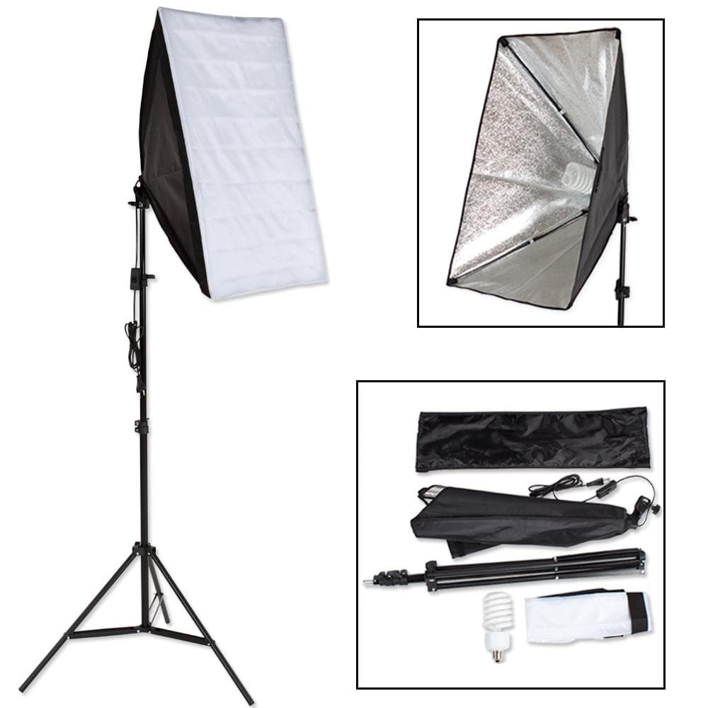 Studielys til digital og analog fotografering softbox med lampe model 1 - sort