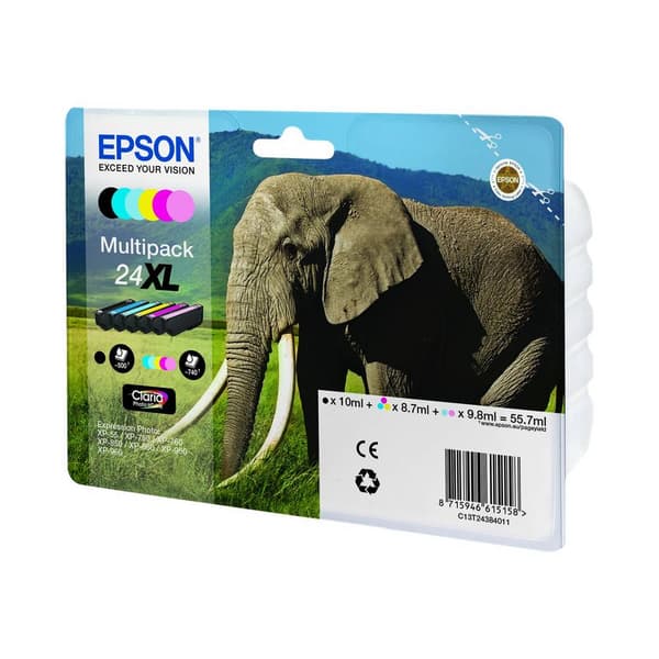 Epson Bläck T2438, 24XL Original Kombi-pack Svart, Cyan, Magenta, Gul, Ljus cyan, Ljus magenta C13T24384011