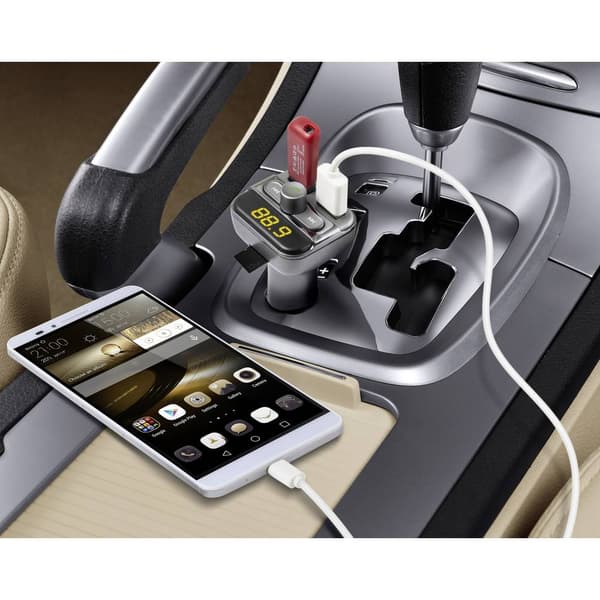Technaxx FMT900BT FM-sändare inkl. högtalartelefon, Integrerad MP3-spelare, med laddningsfunktion för iPhone