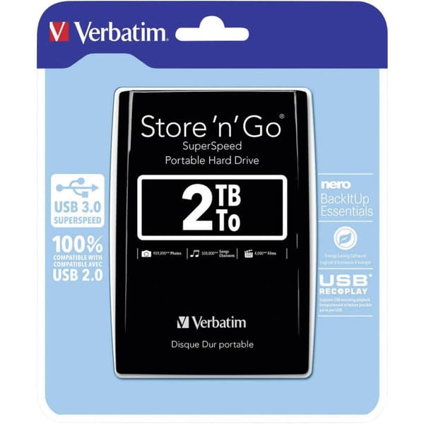 Verbatim Store 'n' Go 2 TB Extern hårddisk 2.5 USB 3.2 Gen 1 Svart 53177
