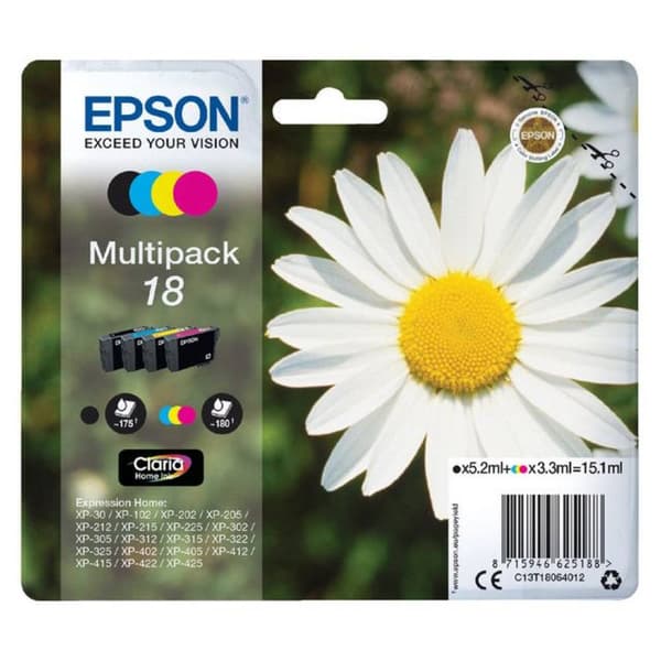 Epson Bläck T1806, 18 Original Kombi-pack Svart, Cyan, Magenta, Gul C13T18064012