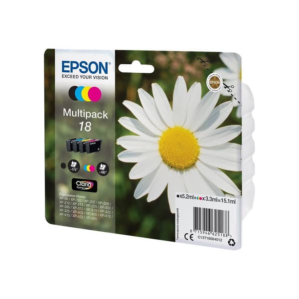 Epson Bläck T1806, 18 Original Kombi-pack Svart, Cyan, Magenta, Gul C13T18064012