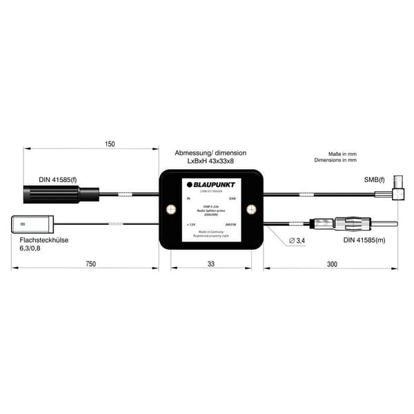 Blaupunkt Antenn-adapter DIN 150 Ohm, SMB-kontakt 2006017472609