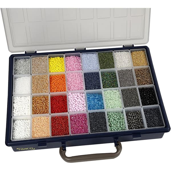 Seed Beads - 3,2 kg Pärlor - Inkl. Raaco Väska - 32 färger