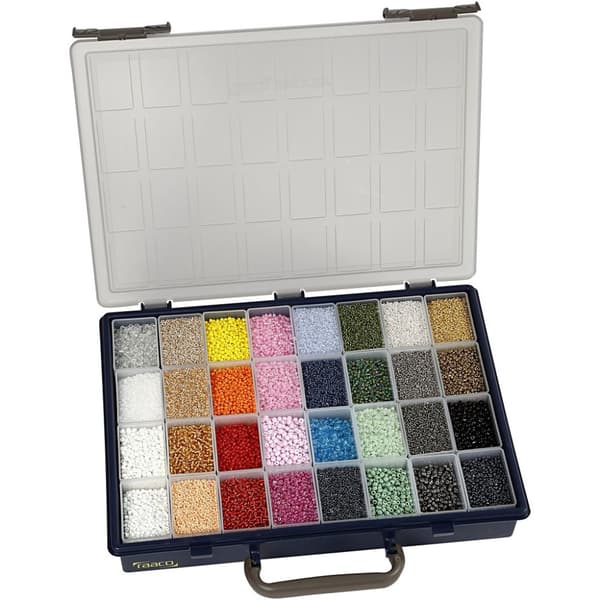 Seed Beads - 3,2 kg Pärlor - Inkl. Raaco Väska - 32 färger