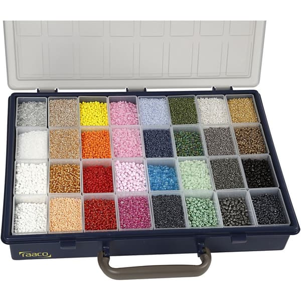 Seed Beads - 3,2 kg Pärlor - Inkl. Raaco Väska - 32 färger