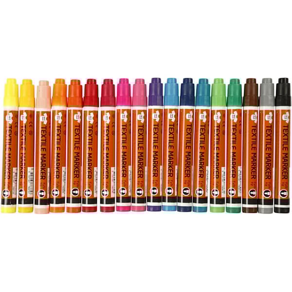 Textilpennor - 18 st - Mixade färger - Spets 2-4 mm