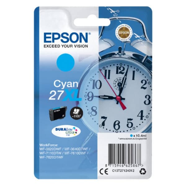 Epson Bläck T2712, 27XL Original Cyan C13T27124012