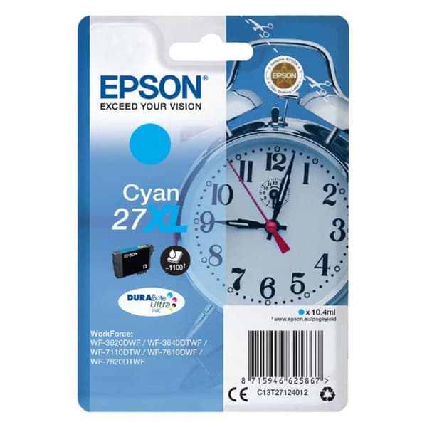 Epson Bläck T2712, 27XL Original Cyan C13T27124012
