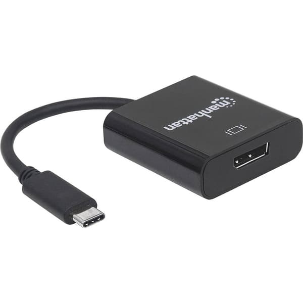 Manhattan 152020 DisplayPort / USB Adapter [1x USB 3.2 Gen 1 C hane (USB 3.1) - 1x DisplayPort hona] Svart Färgkodad, F Svart