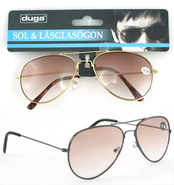 Sol/Läsglasögon Pilot +3.50 Duga Svart