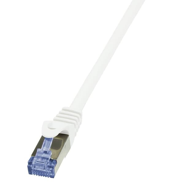 LogiLink CQ3111S RJ45 Nätverkkabel, Patchkabel CAT 6A S/FTP 20.00 m Vit Flamskyddsmedel, med låsskydd 1 st