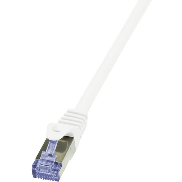 LogiLink CQ3111S RJ45 Nätverkkabel, Patchkabel CAT 6A S/FTP 20.00 m Vit Flamskyddsmedel, med låsskydd 1 st