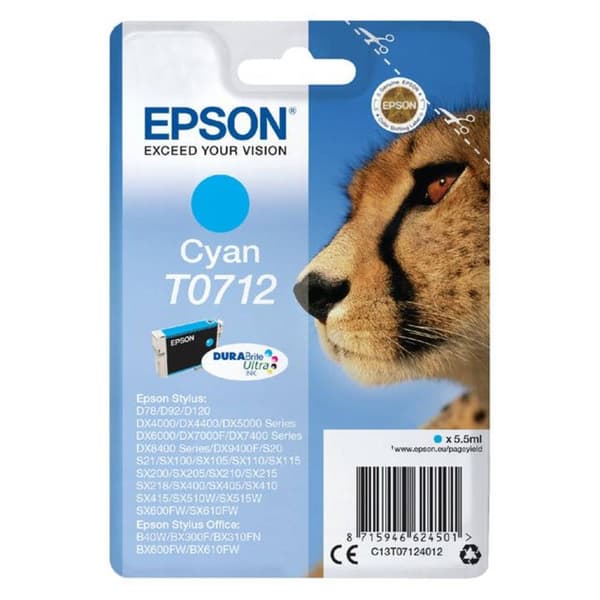 Epson Bläck T0712 Original Cyan C13T07124012