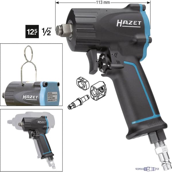Hazet 9012M Pneumatisk mutterdragare Verktygsfäste: 1/2 Vridmoment (max.): 678 Nm