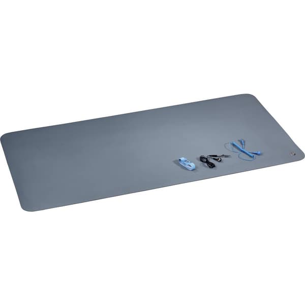 TRU COMPONENTS ESDM-1190BG ESD-bordsmatta-set Grå (L x B x H) 1190 x 590 x 2 mm inkl. jordningskabel, inkl. jordningsar
