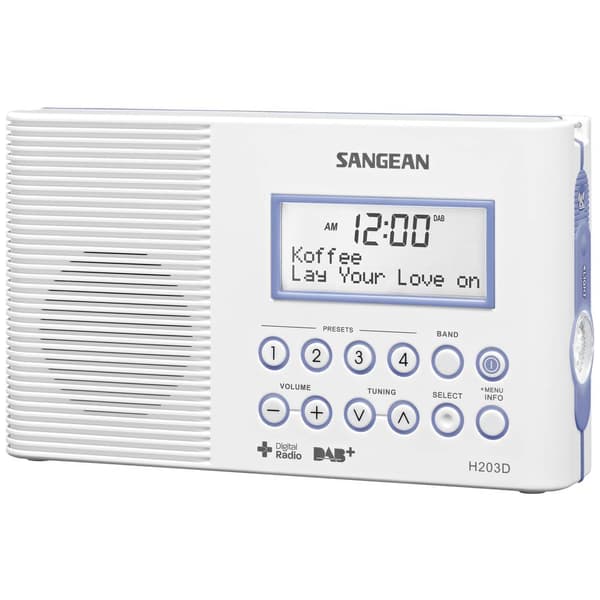 Duschradio Sangean H203 DAB+, FM Ficklampa, Vattentät Vit