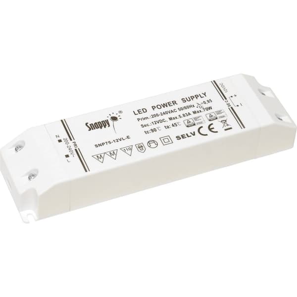 Dehner Elektronik Snappy SNP75-12VL-E LED transformator Konstantspänning 75 W 0 - 5.83 A 12 V/DC inte dimbar, möbelregi