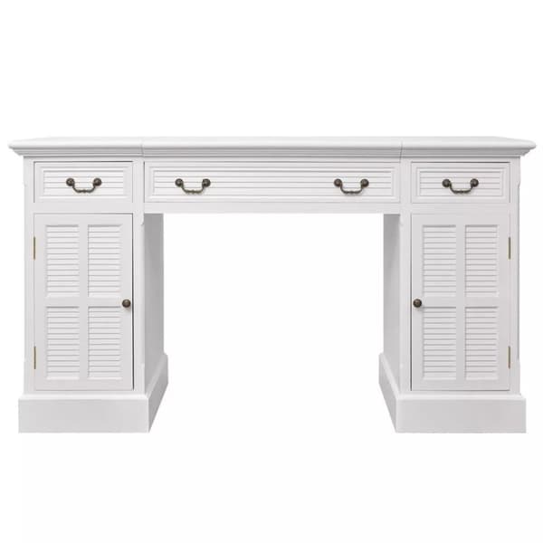 vidaXL dobbelt piedestal skrivebord hvidt 140x48x80 cm